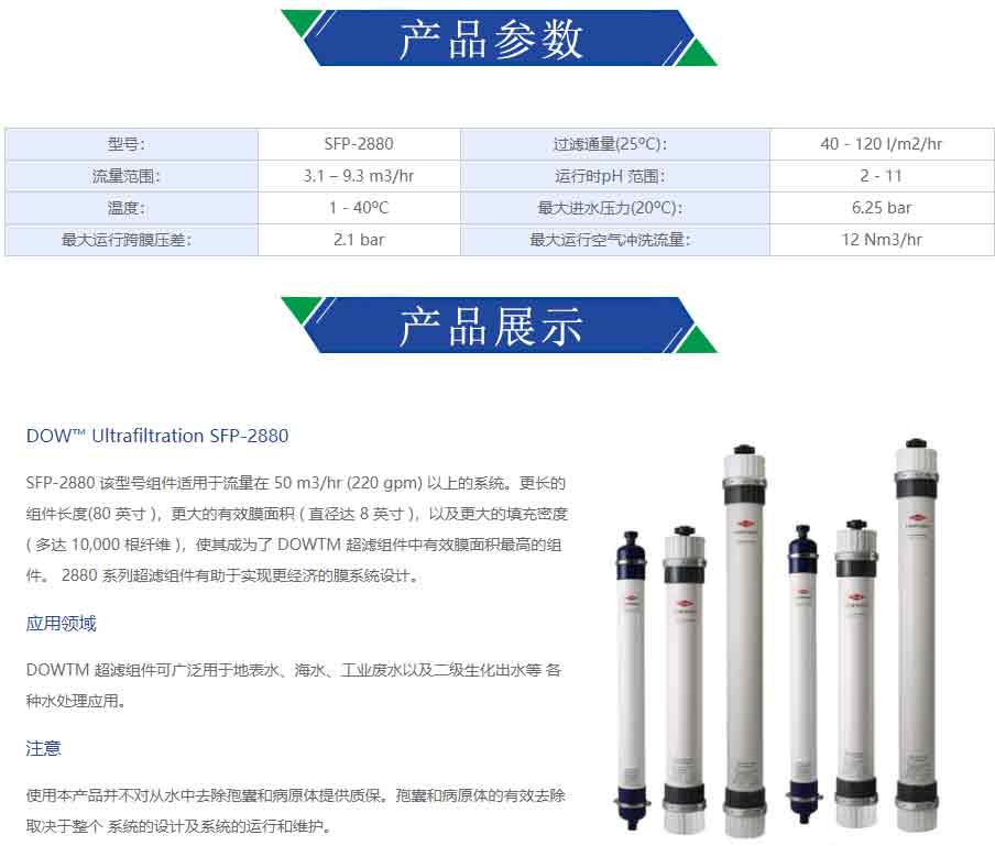 進(jìn)口美國(guó)陶氏超濾MBR膜SFP-2880